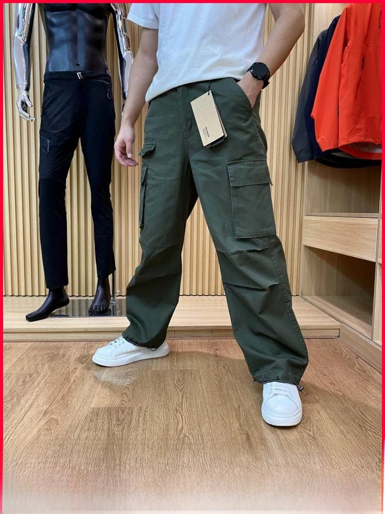 

American Sle Heavy Du Workwear Cotton Men's Loose Wide Leg Casual Pants New Autumn Faion Straight Leg Long Trousers
