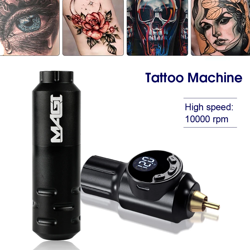 Wireless Tattoo Machine Kit RCA Jack Rotary Pen With 2pcs Long Lasting Digital Tattoo Power Supply For Tattoo Artist Accessories