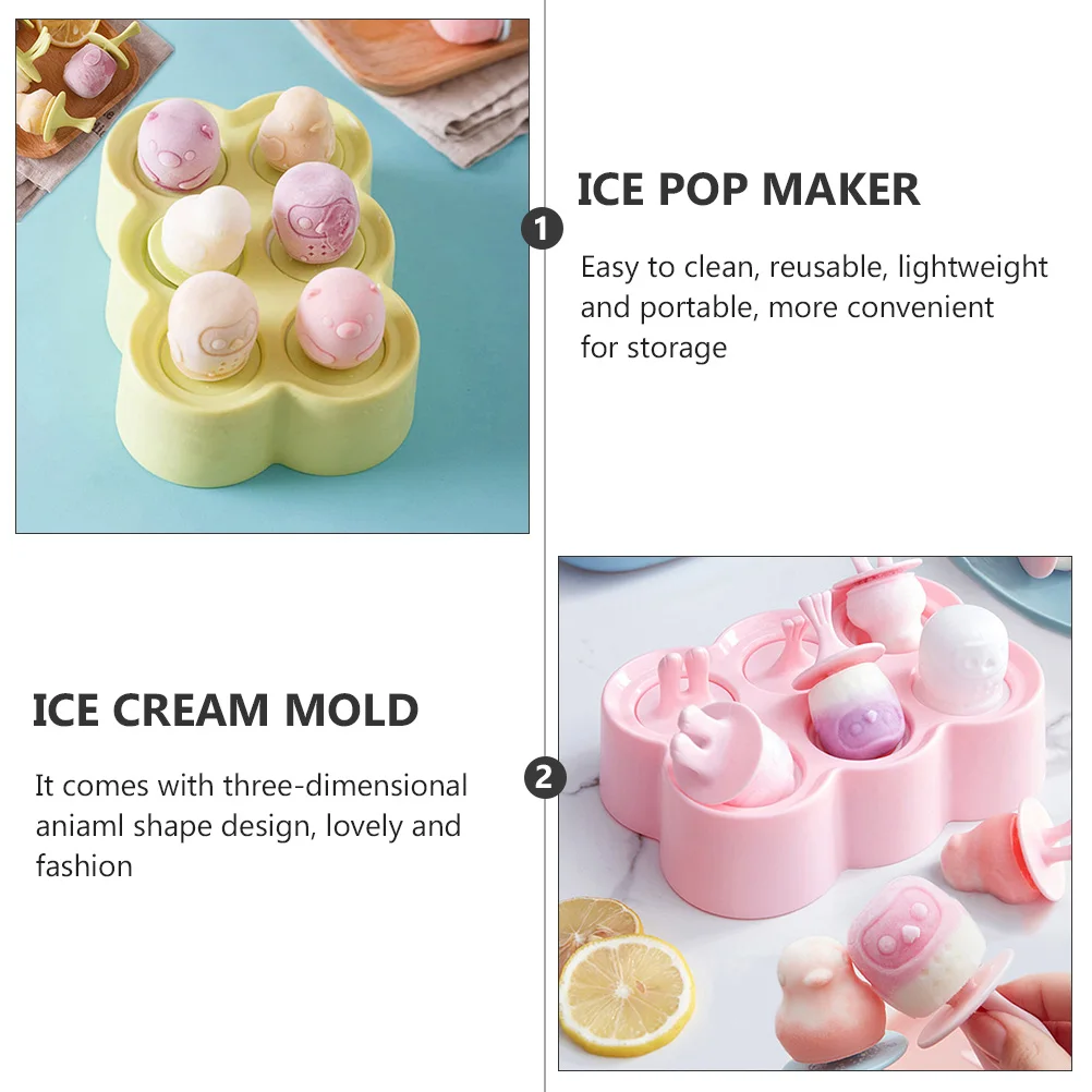 

1 set 1 Set 3D Animal Diy Popsicle Mold Reusable Silicone Cream Maker Molds Summer Kids Party Ice Stick Food Grade Ice Cube Mold