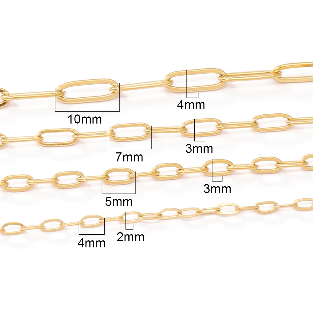 100cm Stainless Steel Bulks Flat Oval Cable Cross Chains Findings For Jewelry Making DIY Necklace Bracelet Supplies Accessories