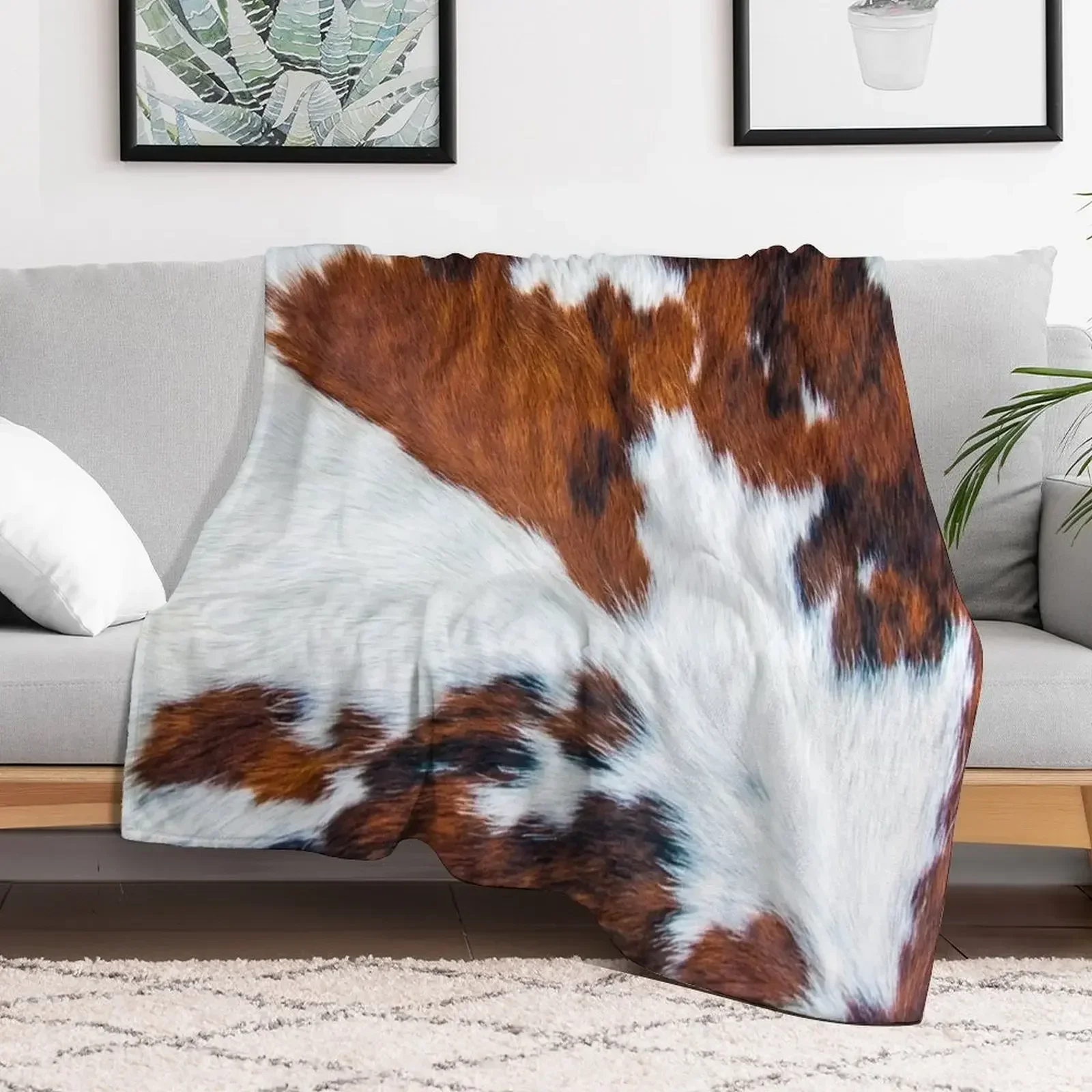 

Modern cowhide style animal print Throw Blanket Decoratives Hairys Blankets