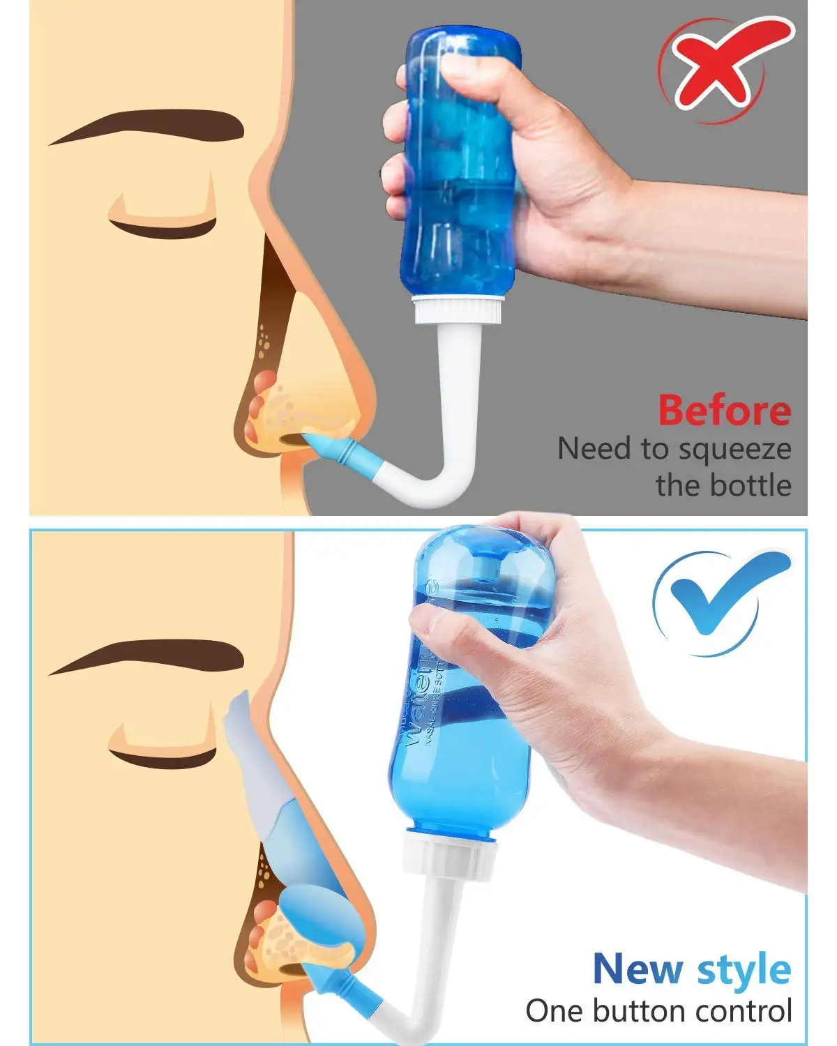 Nasal Irrigator Bottle rinse nasal wash bottle Cleaner Neti Pot Nose Cleaner Avoid Sinusitis Rhinitis Treatment 300 or 500ML