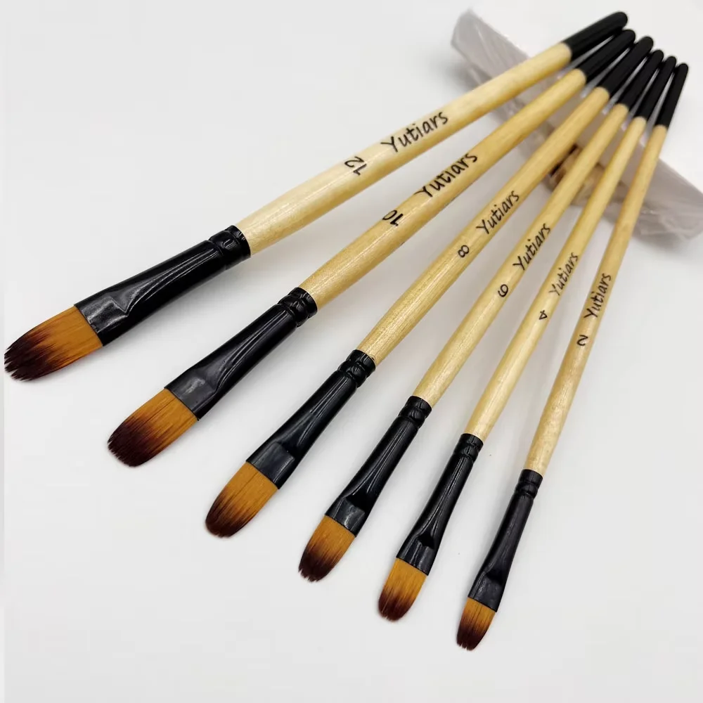 Yutiars Professional Artist Paint Brush Set - 6 PCS, Nylon Bristles for Watercolor, Acrylic, Oil Painting, Crafts & Face Body image 4