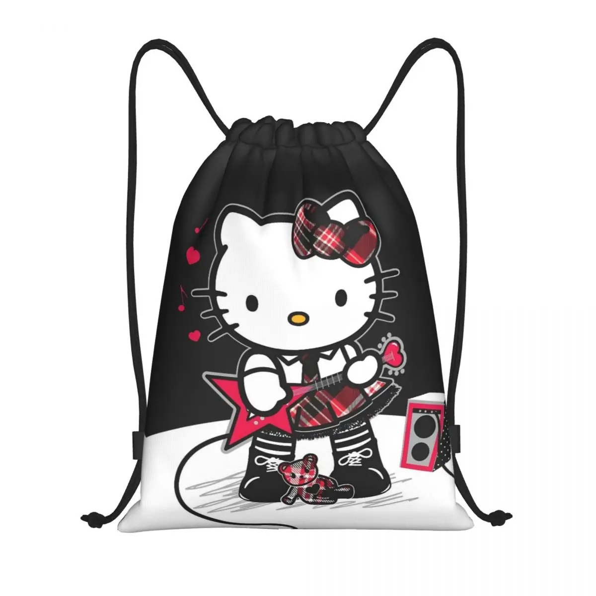 

Custom Hello Kitty Drawstring Bags Women Men Foldable Sports Gym Sackpack Cartoon Character Shopping Backpacks