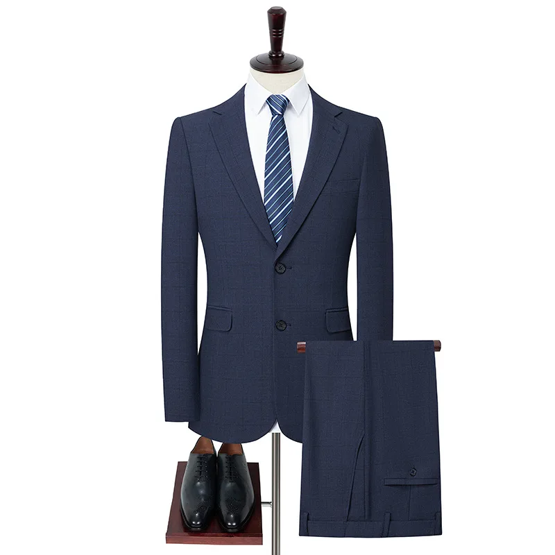 

Мужской костюм KIDWHXR: новый комплект из двух предметов – пиджак в клетку с отложным воротником на одной пуговице и брюки прямого кроя. Удобный мужской костюм.