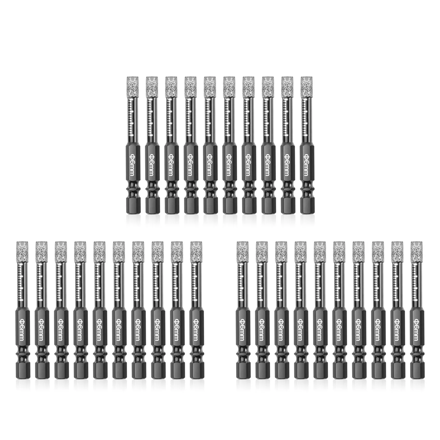 

30Pcs Diamond Drill Bits,6Mm Dry Diamond Core Drill Bit Set For ,Granite,Tile,Glass,Marble,Brick,Stone-B61B