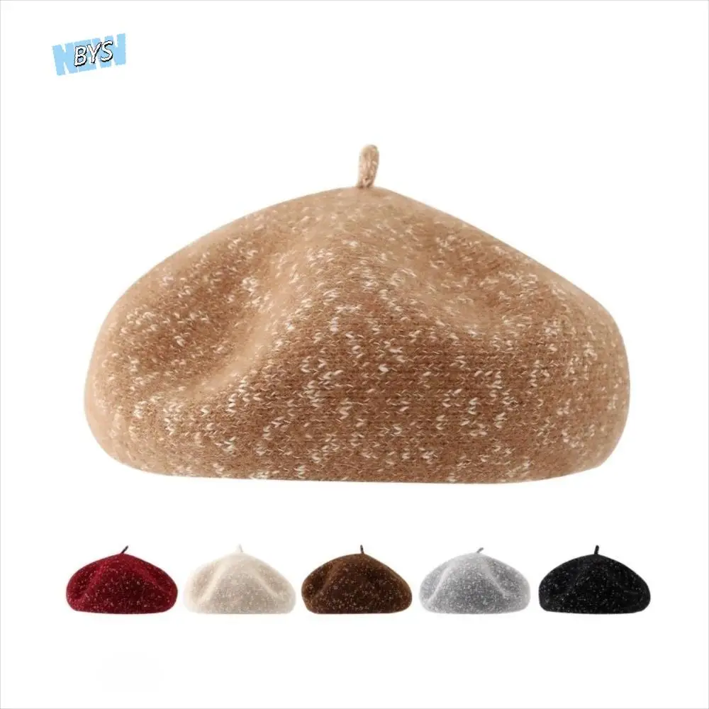 

Vintage Wool Women Berets Keep Warm Knitted British Beanie Hat Elastic Korean Style Painter Caps Autumn