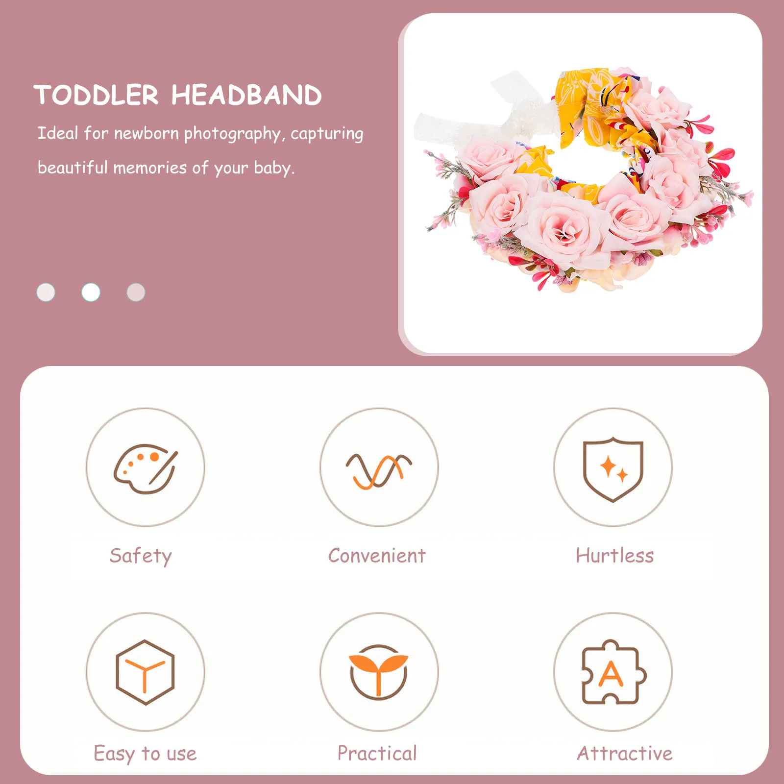 

Newborn Baby Flower Headband Soft Comfortable Adorable Design for Photography Lightweight Portable Infant Toddler Girl Hair