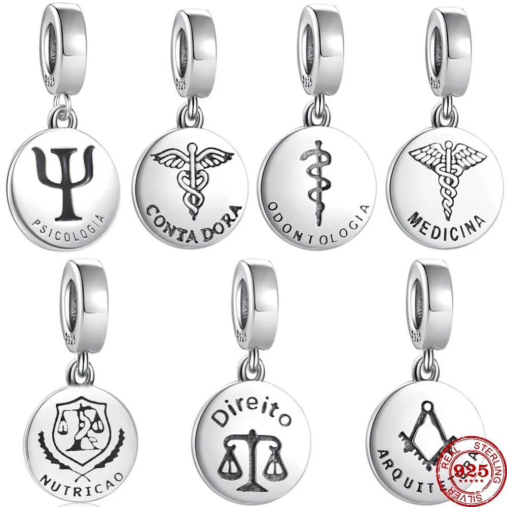 

New Psychology Medicine Contadora Pendant DIY Fine Beads Fit Pandora Charms Silver 925 Original Bracelet Women Fashion Jewelry