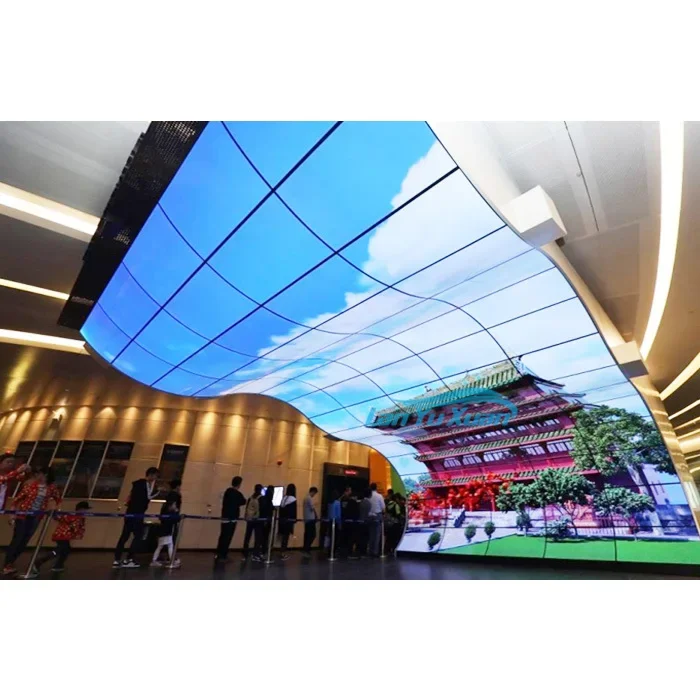 TV Studio 55 Inch 400nits High Brightness OLED Video Wall Double Sided Flexible Self LED Backlit