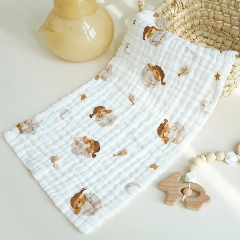 Baby FaceTowel Teething Bib Print Burping Cloth 6-Layer Handkerchief Sweat Wipe Cloth Newborns BathTowel Facecloth