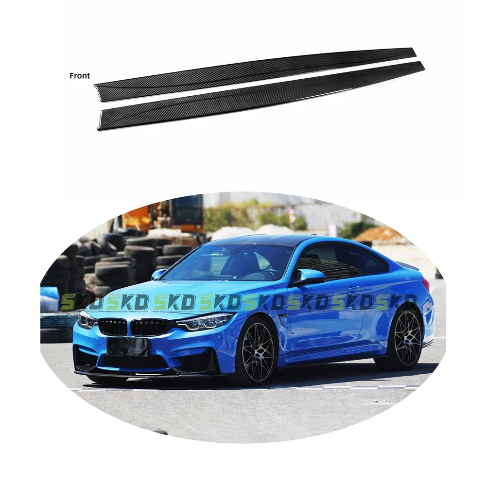 For BMW M3 M4 F80 F82 F83 2014-2020 MP Style Dry Carbon Fiber Side Skirt Set Extension Rocker Panel