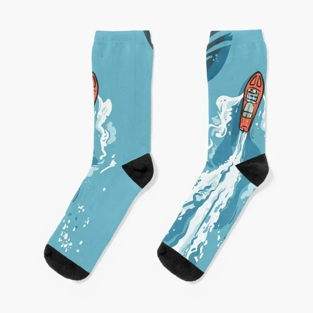

Speed boat | Power boat | motor boat drawing Socks colored kids hockey gym Socks Men Women's