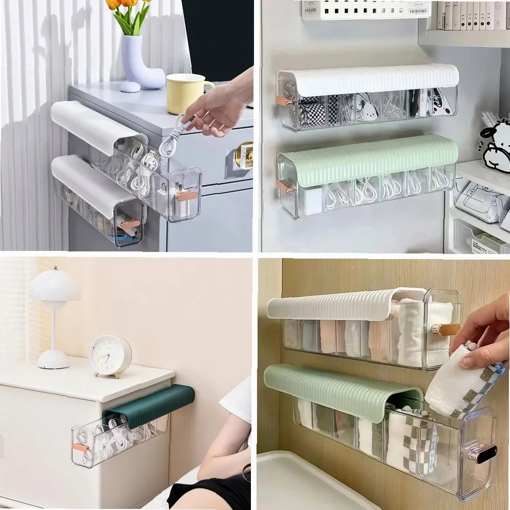 

Cable Management Box with Lid, 6-Compartment Desk Cord Organizer for Office Home - Power Cord Storage Solution