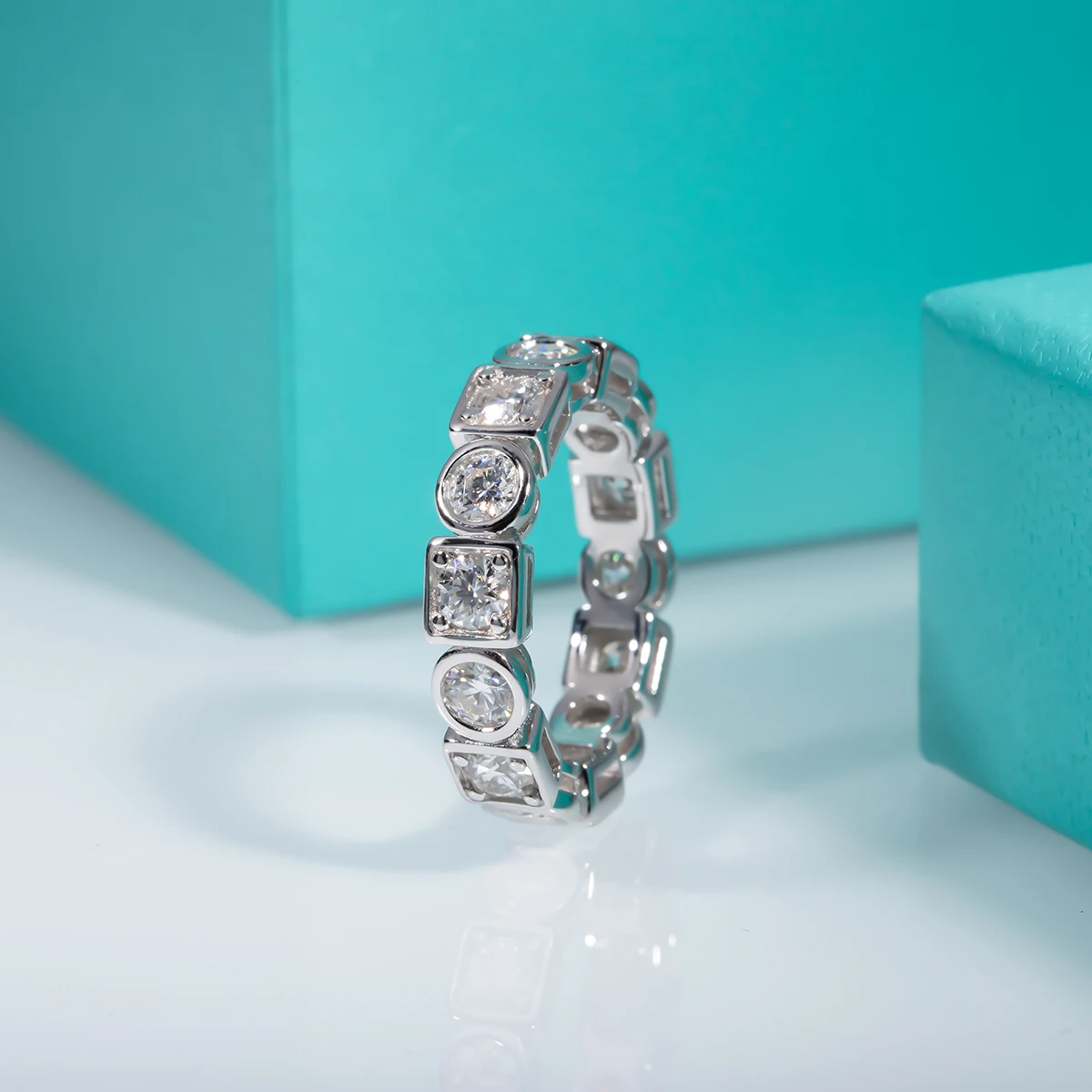 3.5mm D Color VVS1 Moissanite Eternity Band Ring S925 Sterling Silver GRA Certified Pass Diamond Tester Customized Luxury Men Women Wedding Stackable Fine Jewelry Wholesale