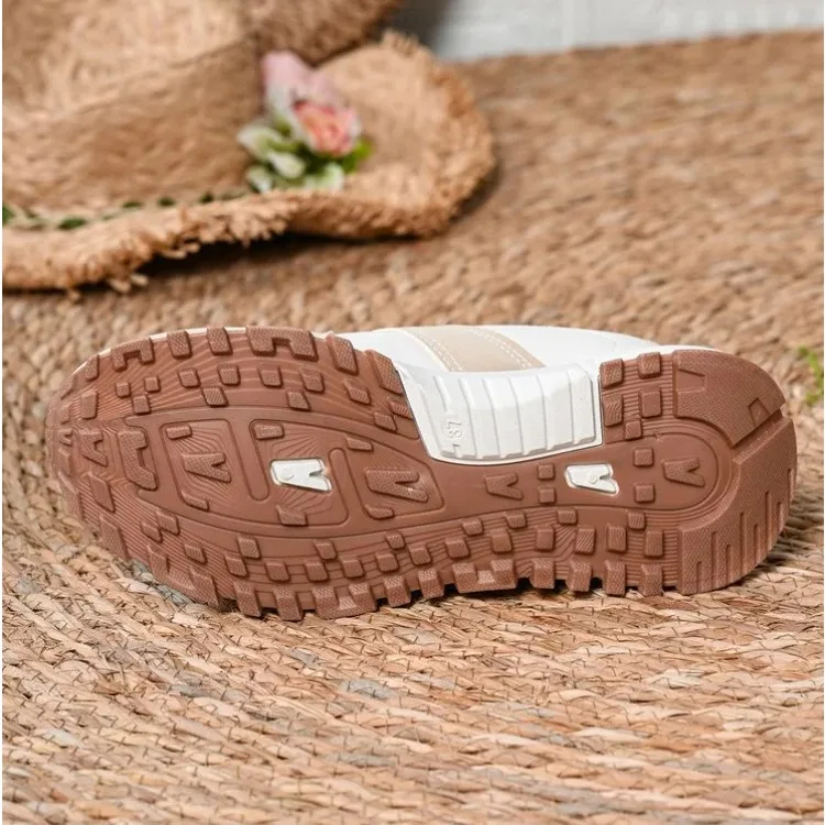 Fashion Striped Women's Lightweight Sneakers Soft Sole Non Slip Casual Sports Shoes Woman Spring Autumn Lace Up Yellow Sneakers