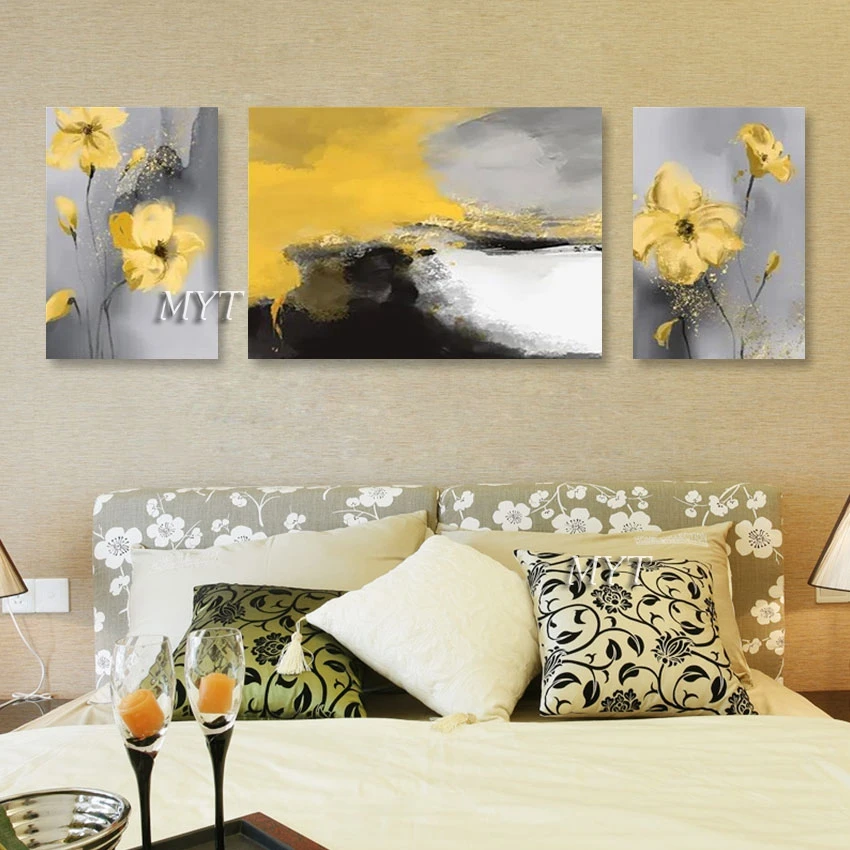 

100% Handmade Abstract Flower Art Oil Painting 3 Panel Canvas Modern Wall Hangings Home Interiors Decor Wholesale China Unframed