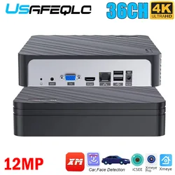12MP H.265 NVR with Face Human Support Xmeye Pro App Mobile Monitoring 36/32CH 12MP 16/10CH 4K H.265 NVR HD 3840*2160 Output
