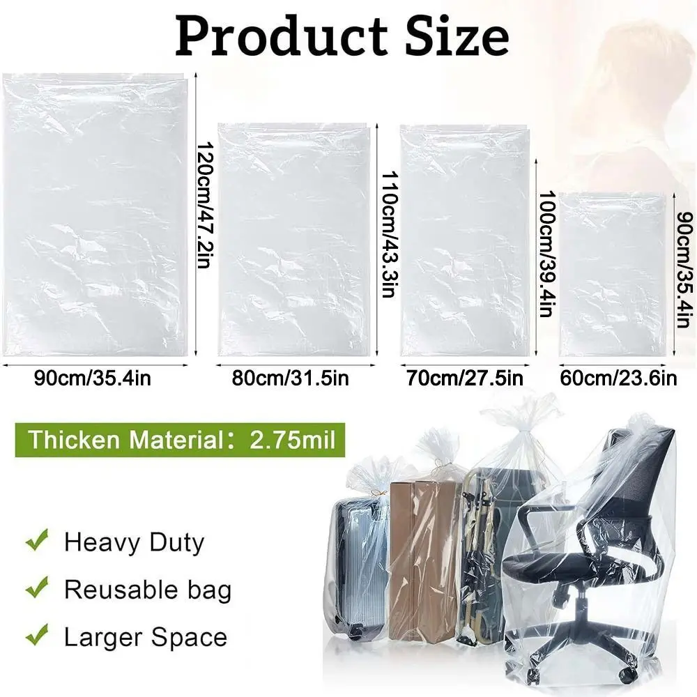 1 قطعة حقيبة بلاستيكية سميكة تتحرك ذات سعة كبيرة ملابس شفافة حقيبة تخزين اللحاف S/M/L/XL/XXL الغبار