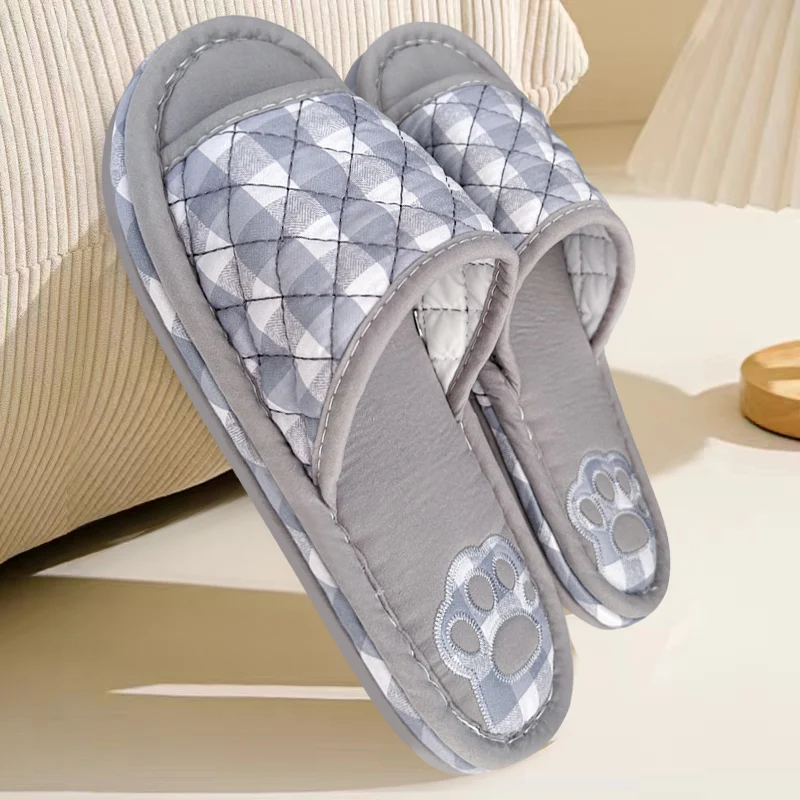 Thickened Cotton Home Slippers for Men And Women Indoor Anti-Slip Floor Slippers Silent Spring Autumn Winter Home Fabric Slip...