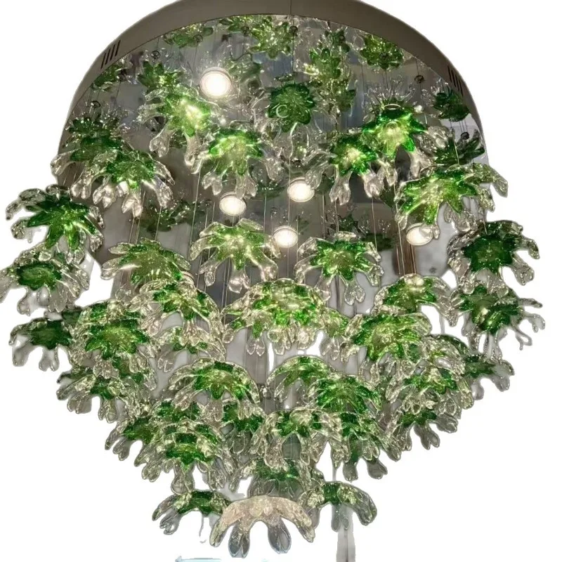 

Simple restaurant chandelier hotel sales department personalized staircase villa green art designer decorative lighting