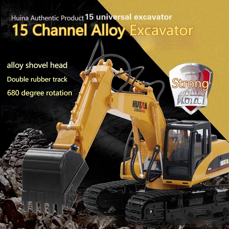 חדש huina 1535 שליטה מרחוק הנדסת רכב סגסוגת צעצוע חופר חשמלי מודל שליטה מרחוק הנדסה מכונית צעצועים ילדים