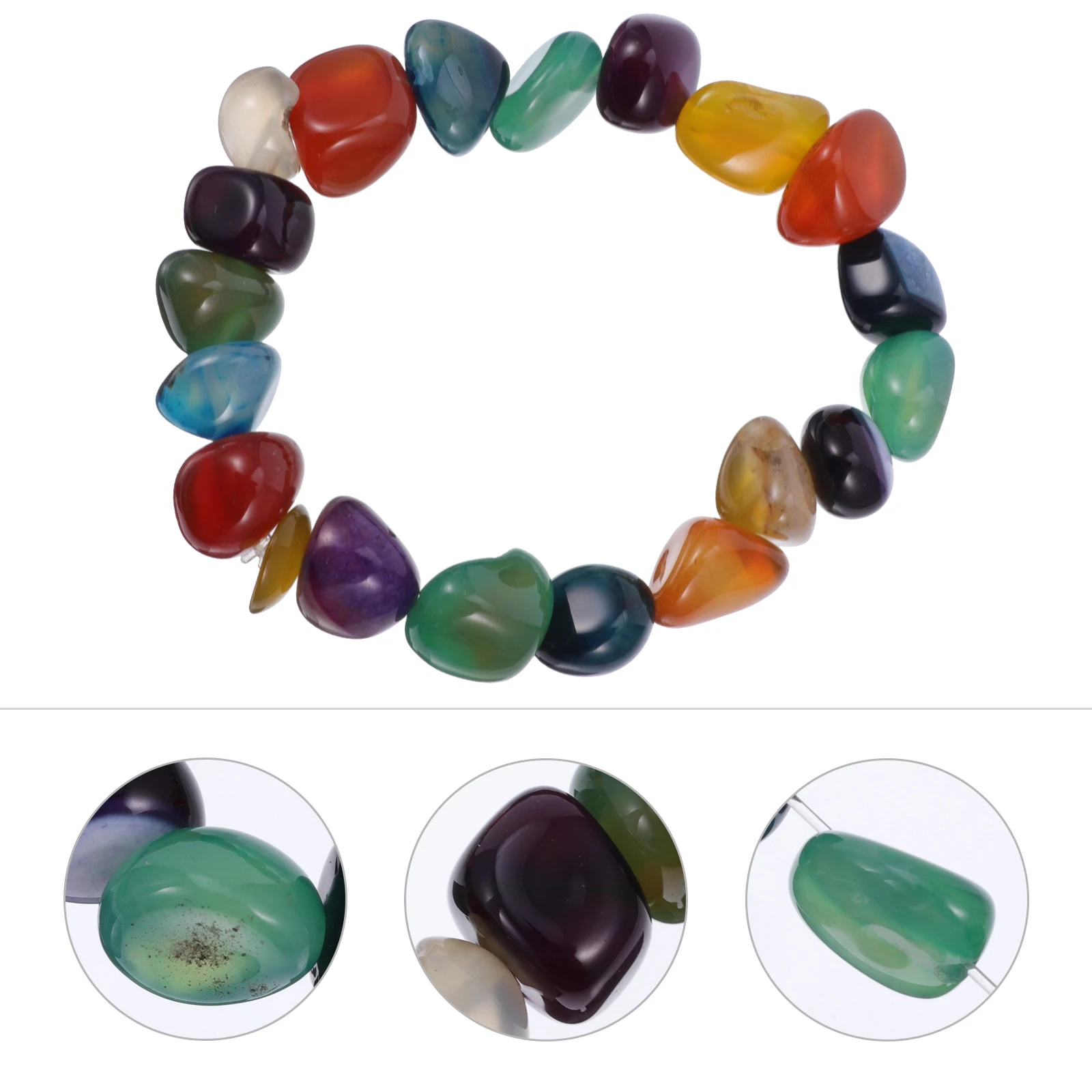 

Natural Stone Agate Bracelet Irregular Gemstone Hand Chic Wristband for Beach Party Concert Daily Life