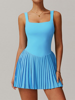 Naked One Piece Tennis Dress with Shorts&Chest Pads Golf Dresses Hollow Out Backless Sleeveless Workout Tight Running Yoga Skirt