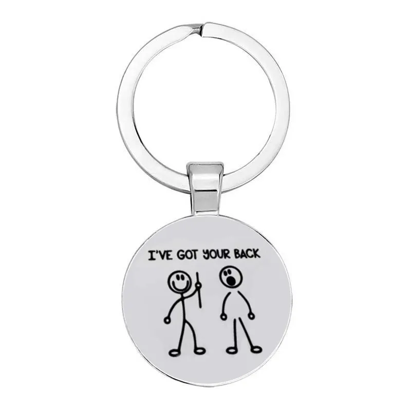Fun Friendship Dome Glass Print Keychain Stickman Keychain Creative Pendant