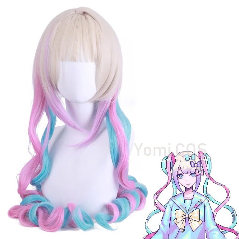 NEEDY GIRL OVERDOSE Pre Styled KAngel Ame Cosplay Wig OMG Kawaii Angel Ame Cosplay Heat Resistant Colorful Ponytail Hair