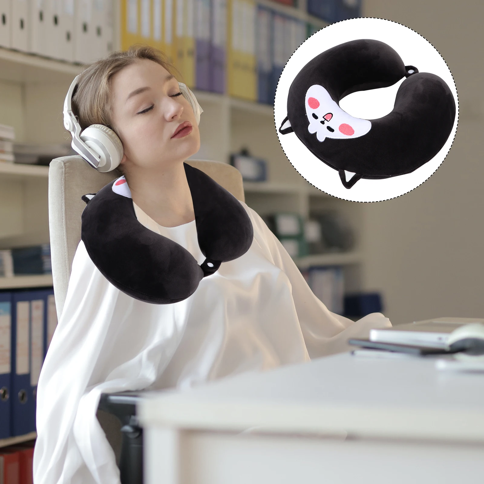 

1pc U-Shaped Neck Animal Cartoon Travel Cushion Car Airplane Support Comfort Pillow Cozy Cotton Funny Kids Cervical Spine Relief