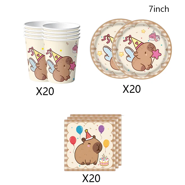 Nieuwe Leuke Capybara Verjaardagsfeestje Decoraties Kapibala Ballonnen Servies Set Papieren Borden Kopjes Banner voor Baby Douche Kids Geschenken