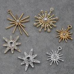 DIY Handmade Hair Jewelry Boho Starburst Pendant Star Filigree Gold Color For Cute Dress Coat Accessories Halo Crown Making