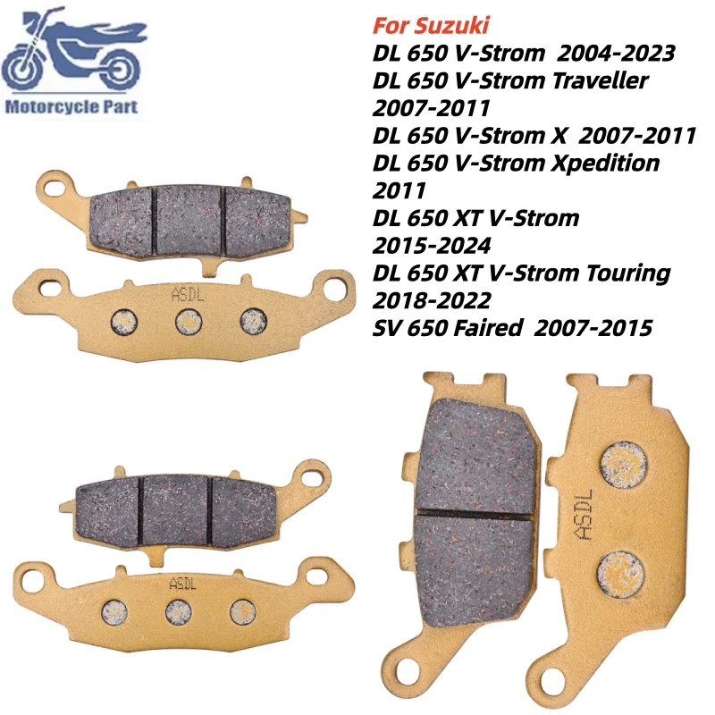 Motorcycle Front Rear Brake Pads Set For Suzuki DL650 DL 650 XT V-Strom Traveller X Touring SV650 SV 650 Faired 2004-2023