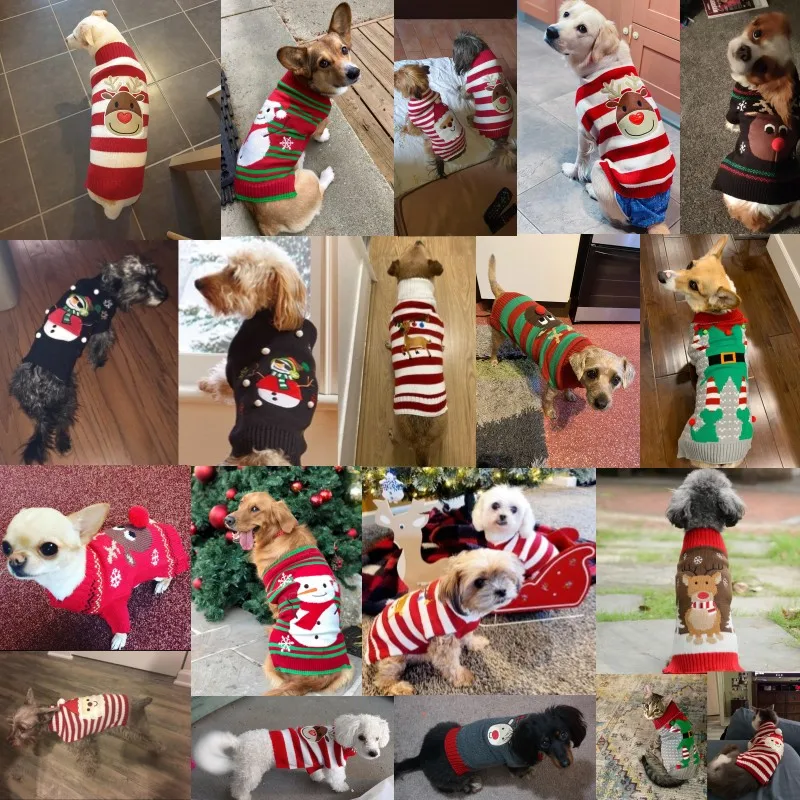 Christmas Dog Clothes Winter Dog Sweater Knitted Warm Coat Pet Clothing for Small Medium Dogs Costume Striped Print Dog Pullover