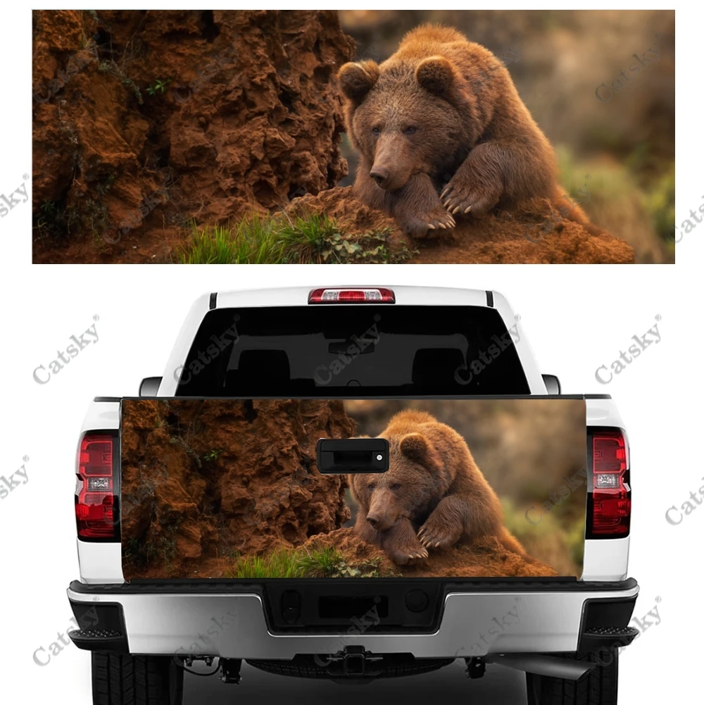 

Sleeping Brown Bear Car Tail Trunk Protect Vinly Wrap Sticker Decal Auto Hood Decoration Engine Cover for SUV Off-road Pickup