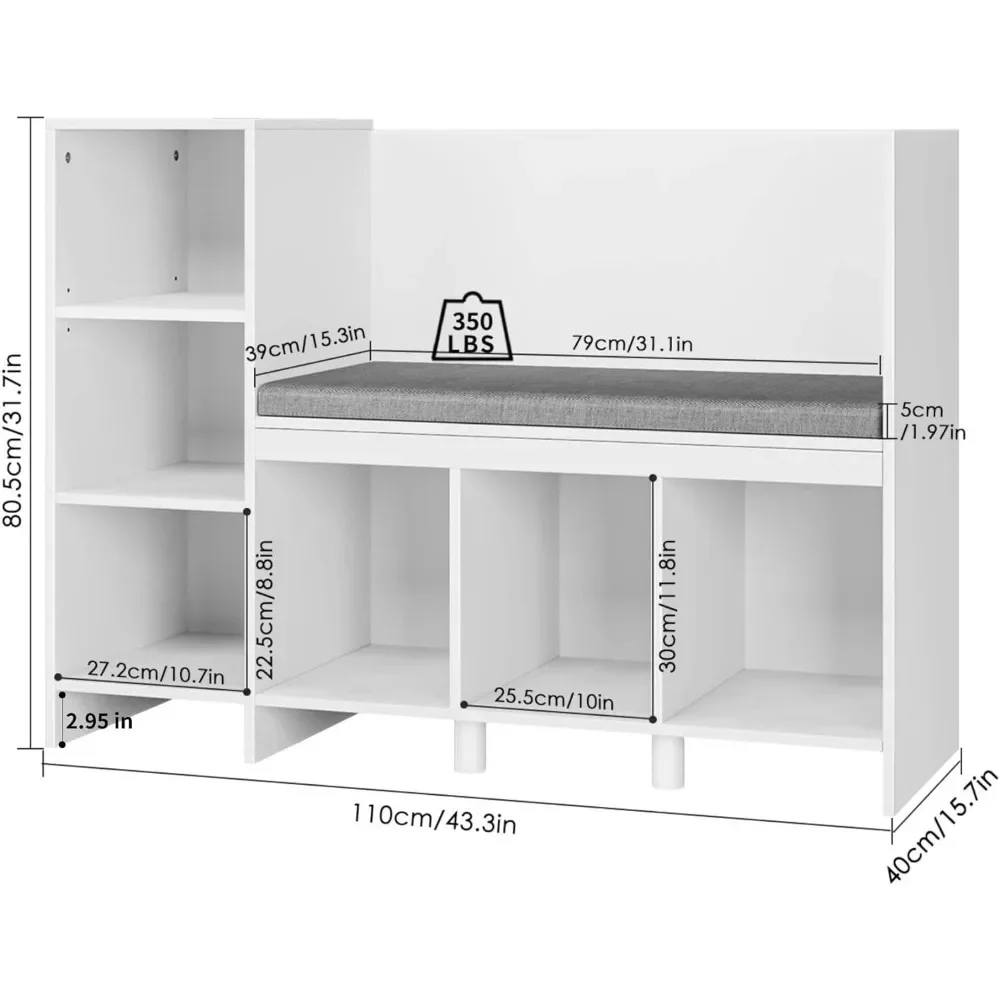 Bücherregal für Kinder, 43,3 "Bücherregal mit Kissen, 6 Kubikmeter Schrank, Bücherregal für Kinder