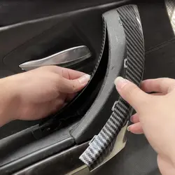 Carbon Fiber Beige Black Interior Door Handle Trim ABS For BMW 3 Series E90 E91 E92 E93 2005-2012