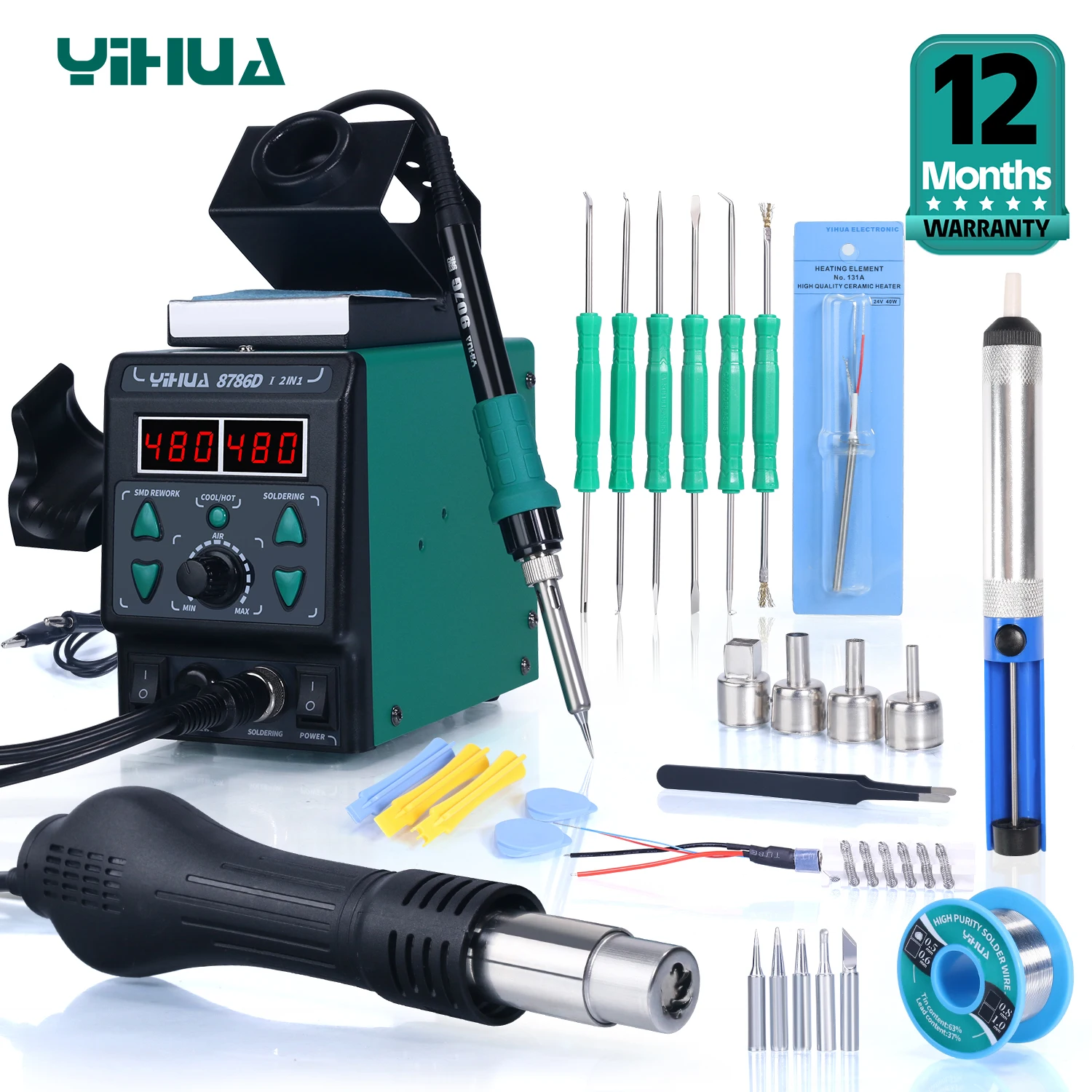 YIHUA 8786D סולדת ברזל חם תחנת סולדה DIY תחנת עבודה דיגיטלית לתיקון טלפון BGA SMD כלי סולדה תחנת ריתוך