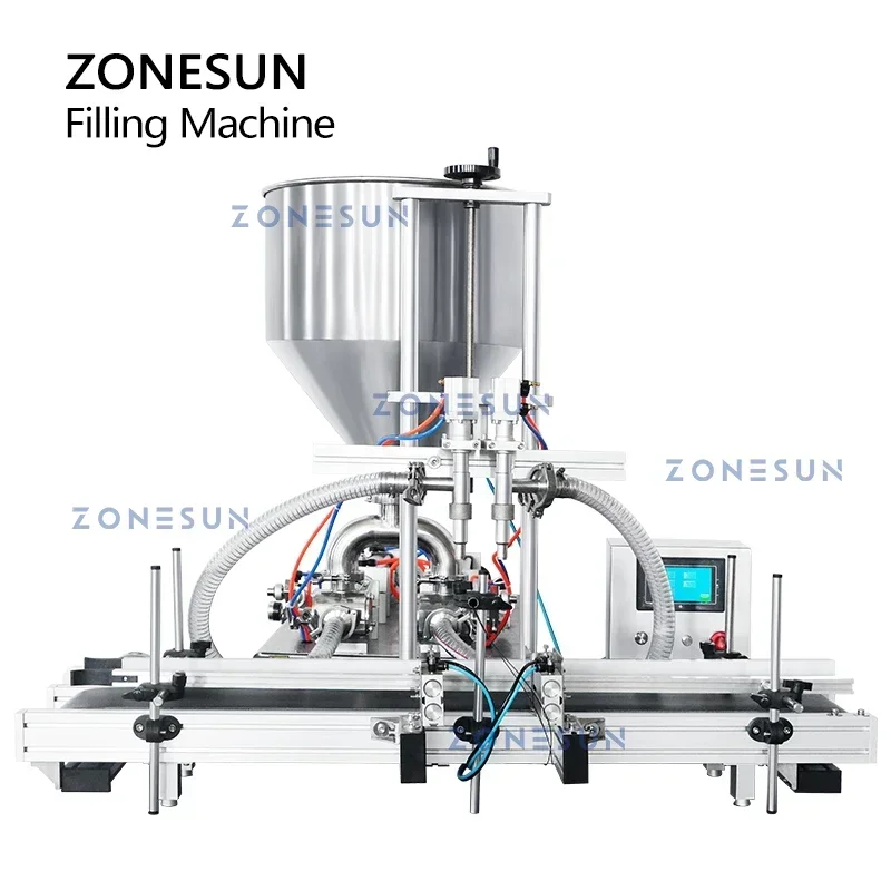 ZONESUN Automatic Jam Sauce Filling Machine Honey Peanut Butter Bottle Beauty Cream Cosmetic Paste Pneumatic Cylinder ZS-DTGT2