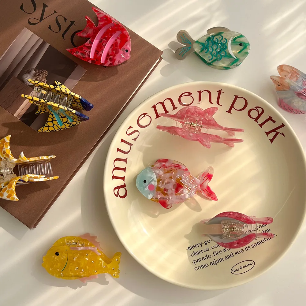 NEW Eco-Friendly Acetate Cute Fish Collection Hair Claw Colorful Underwater Animals Hair Claw Clips Hair Accessories for Women view 4