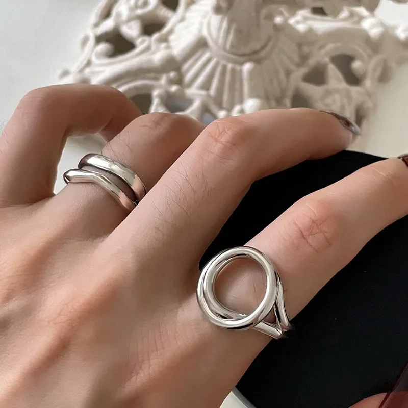 European and American New Heavy Duty Version of The Stacked O Ring Female Fashion Jewelry Simple Finger Ring Wholesale