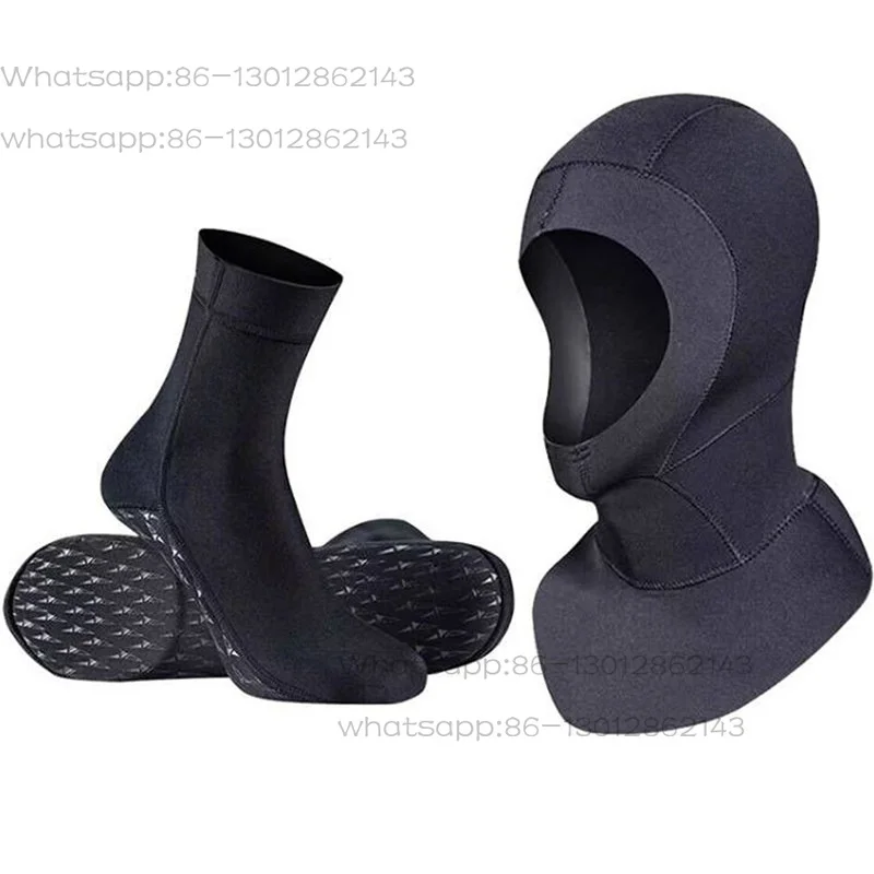 3mm Neoprene Warm Diving Hood, Gloves and Socks Set, Anti-Jellyfish Full Face Protector Snorkeling Surfing Thermal Accessories