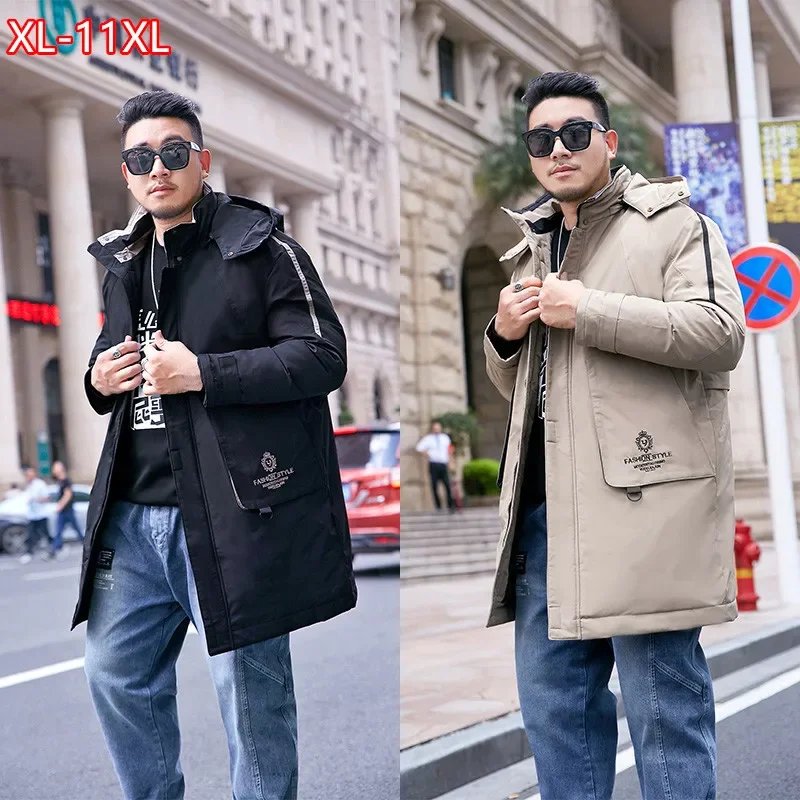 Winter Jacket Men Fashion Long Warm Loose Black Thick Male Plus Size 6XL 8XL 9XL 10XL 11XL Parkas Hooded Coats Clothes Outerwear