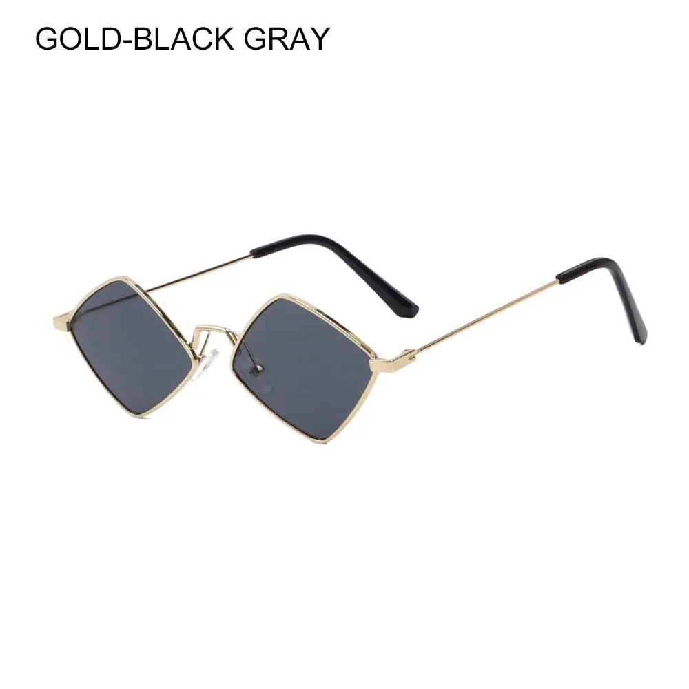 Hipster Polygon Frauen Sonnenbrille unregelmäßige Vintage kleine Rahmen Raute Damen Sonnenbrillen Sonnenbrillen Retro-Legierung Brillen schwarz