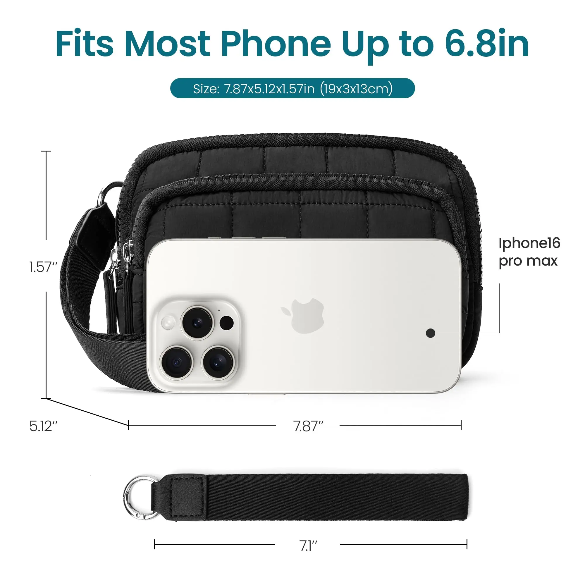 กระเป๋าสตางค์คล้องข้อมือสําหรับผู้หญิงกระเป๋าสตางค์ไนลอนผ้าพร้อมกระเป๋าซิป 3 กระเป๋าสําหรับเดินทางผู้ถือบัตรเครดิตโทรศัพท์ออแกไนเซอร์