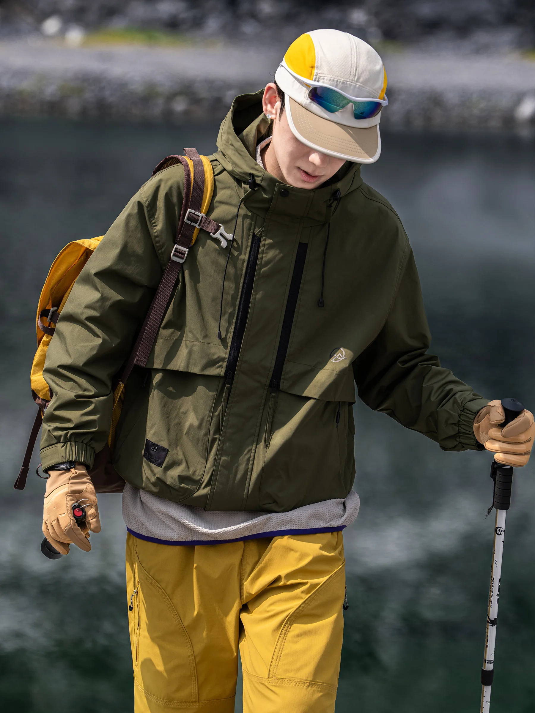 XiaoBin National Trend Windbreaker Jacket Unisex Outdoor Casual Windproof New Autumn Winter Fashion Workwear Polyester Fabric