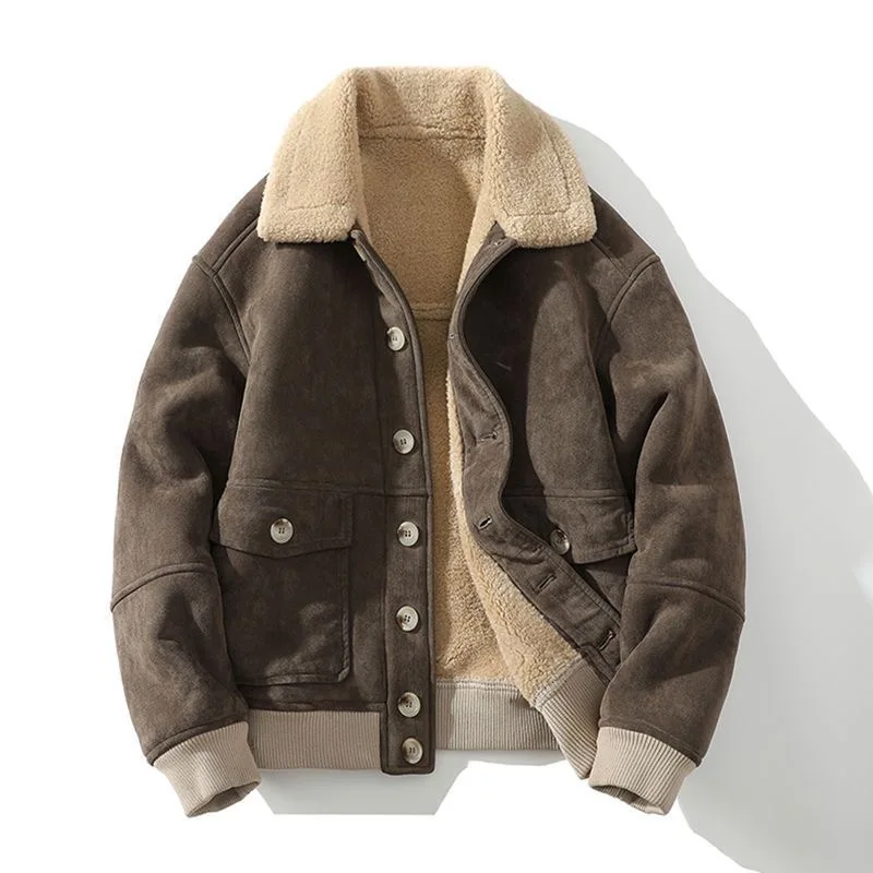 Autumn and Winter New Fashion Solid Color American Retro Thickened Warm Jacket Men's Loose Sports Large Size High-Grade Coat