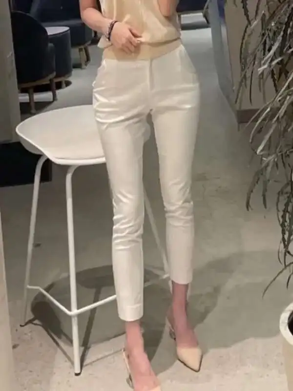 النسخة الكورية الجديدة عالية الخصر التفاف الورك بلون سليم سراويل تقليدية النساء فتاة حار موضة تنوعا أقدام صغيرة السراويل 6FM4