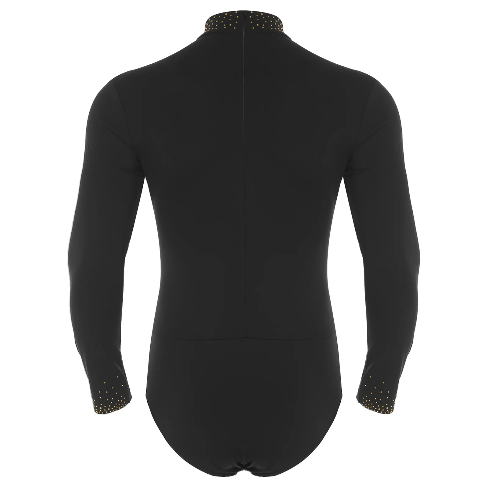 Kostum Jumpsuit Senam Pria dengan Payet Berkilau untuk Figure Skating, Balet, Latin, Tango, Rumba, Leotard, Bodysuit, Kemeja, Atasan
